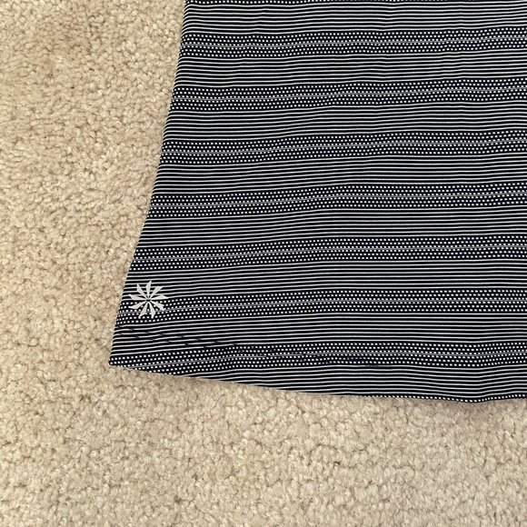 Athleta Tank Top Womens Small Blue White Side Tie Low Back Loose Fit Stripes Dot - Picture 4 of 11